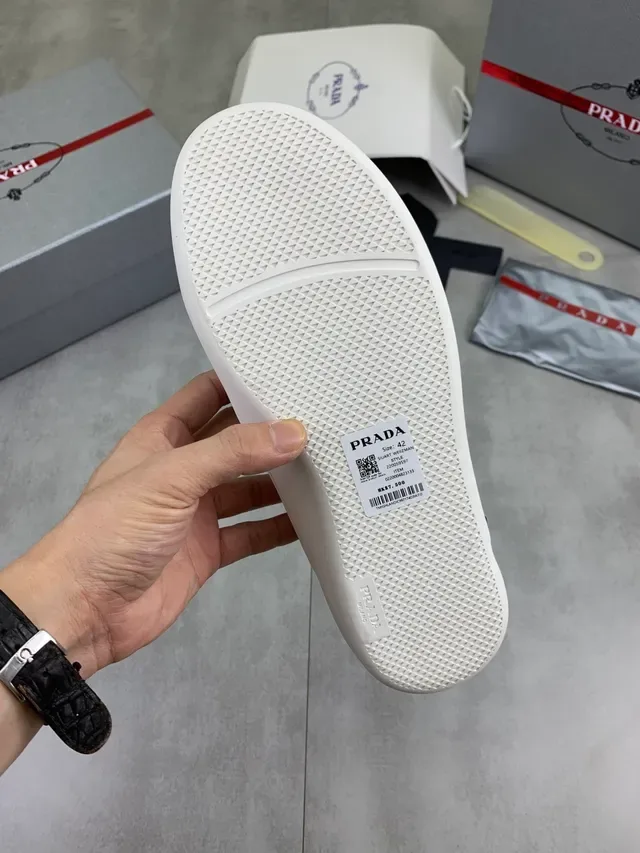 Prada Cloudbust White Beige Slip-On Elastic Strap Lifestyle Sneakers 3
