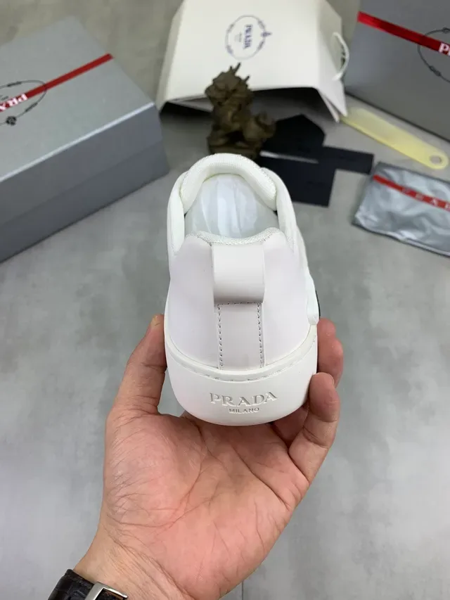 Prada Cloudbust White Beige Slip-On Elastic Strap Lifestyle Sneakers 4