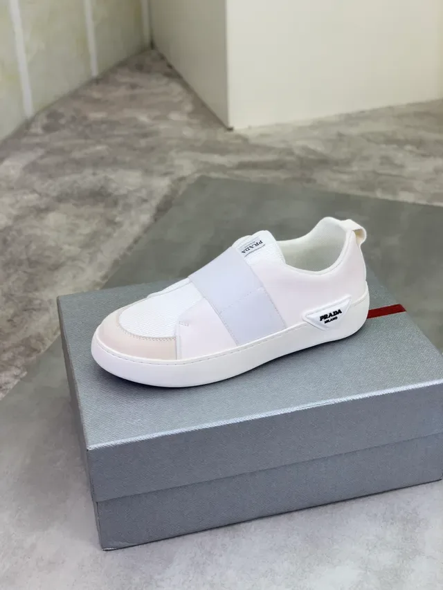 Prada Cloudbust White Beige Slip-On Elastic Strap Lifestyle Sneakers 5