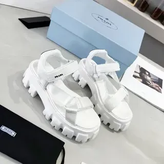 Prada Cloudbust White Chunky Platform Gladiator Sandals