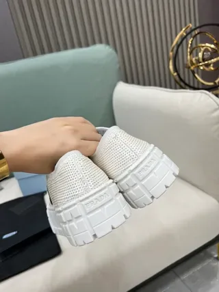 Prada Cloudbust White Glitter Mesh Lifestyle Sneakers 2