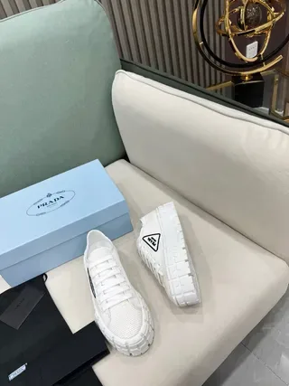 Prada Cloudbust White Glitter Mesh Lifestyle Sneakers 4