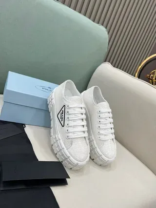 Prada Cloudbust White Glitter Mesh Lifestyle Sneakers 7