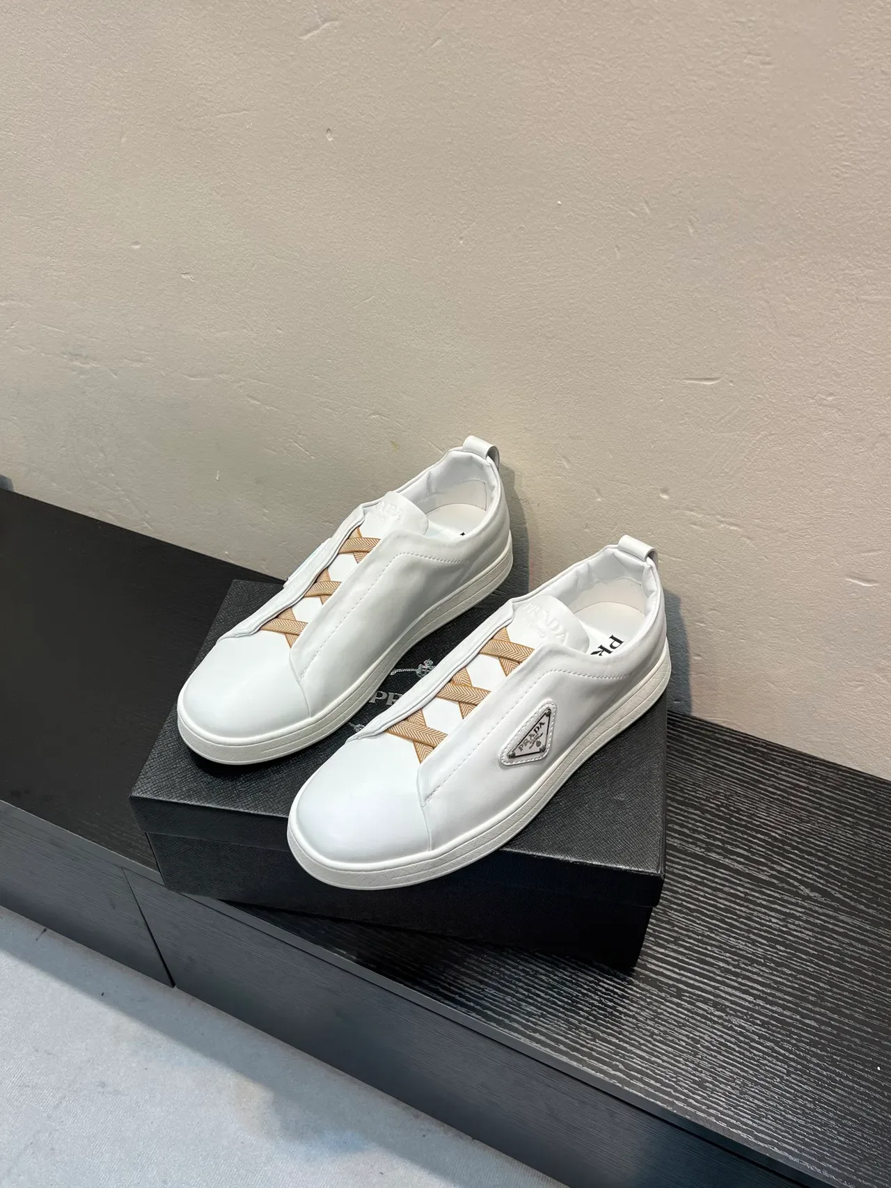 Prada Cloudbust White Leather Slip-On Lifestyle Sneakers 3