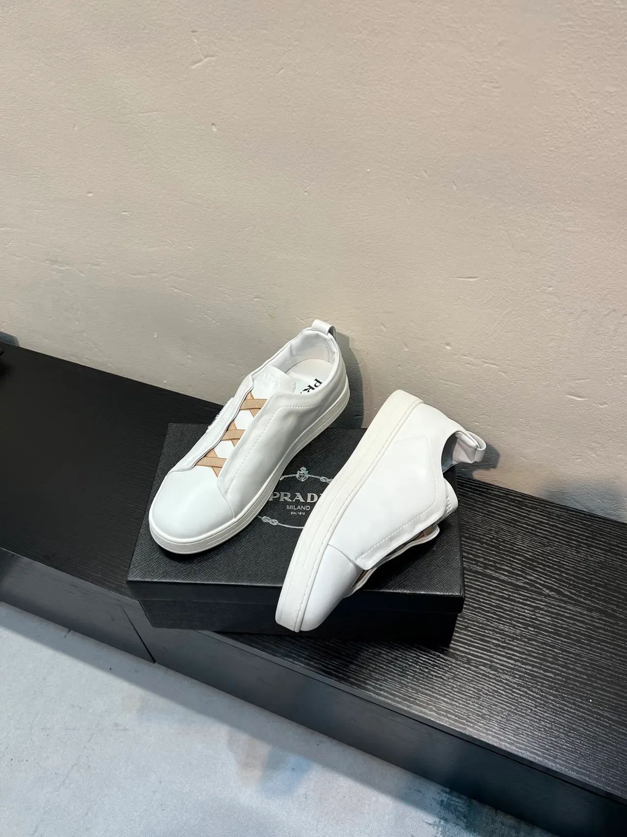 Prada Cloudbust White Leather Slip-On Lifestyle Sneakers 4