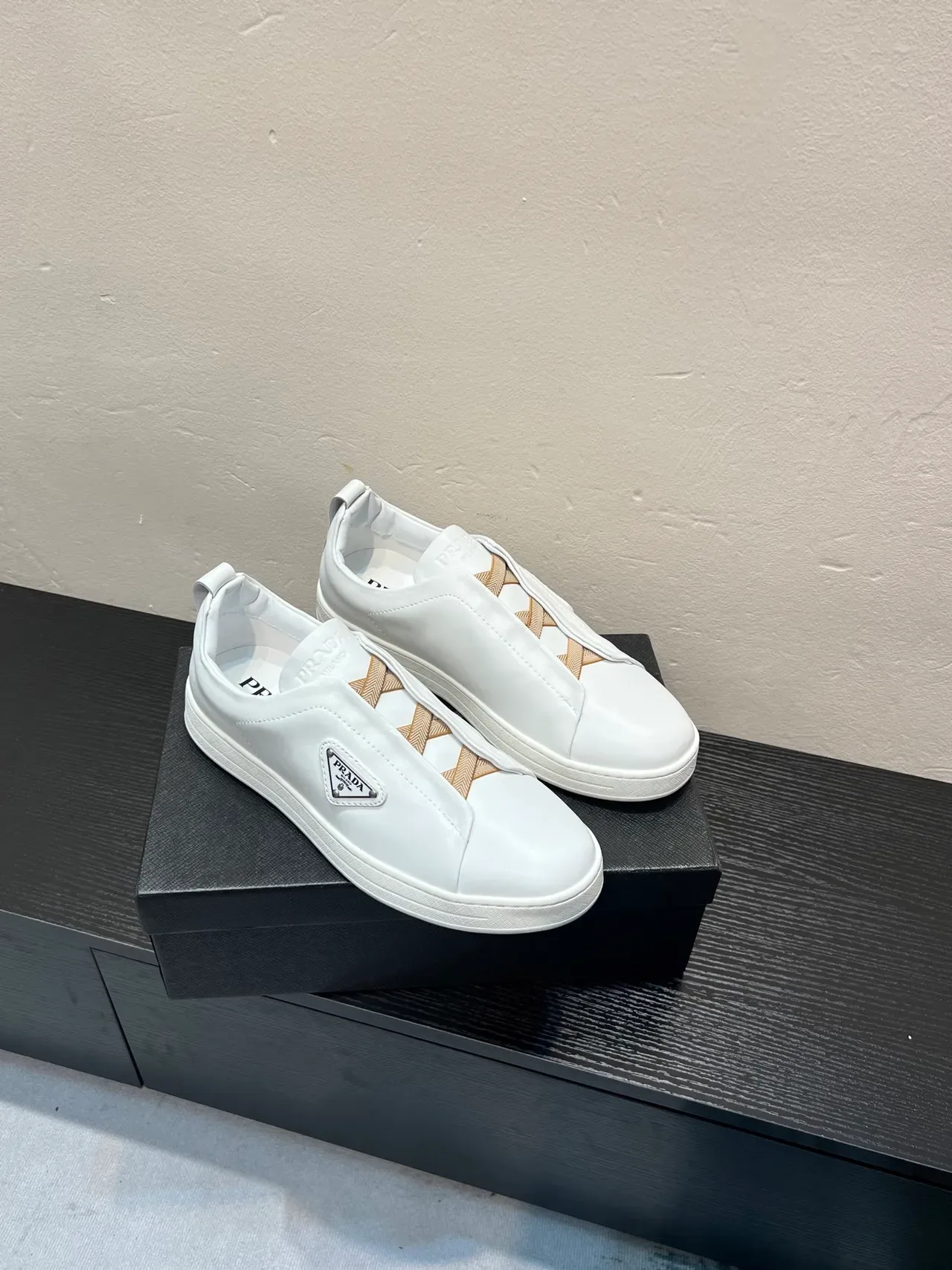 Prada Cloudbust White Leather Slip-On Lifestyle Sneakers 5