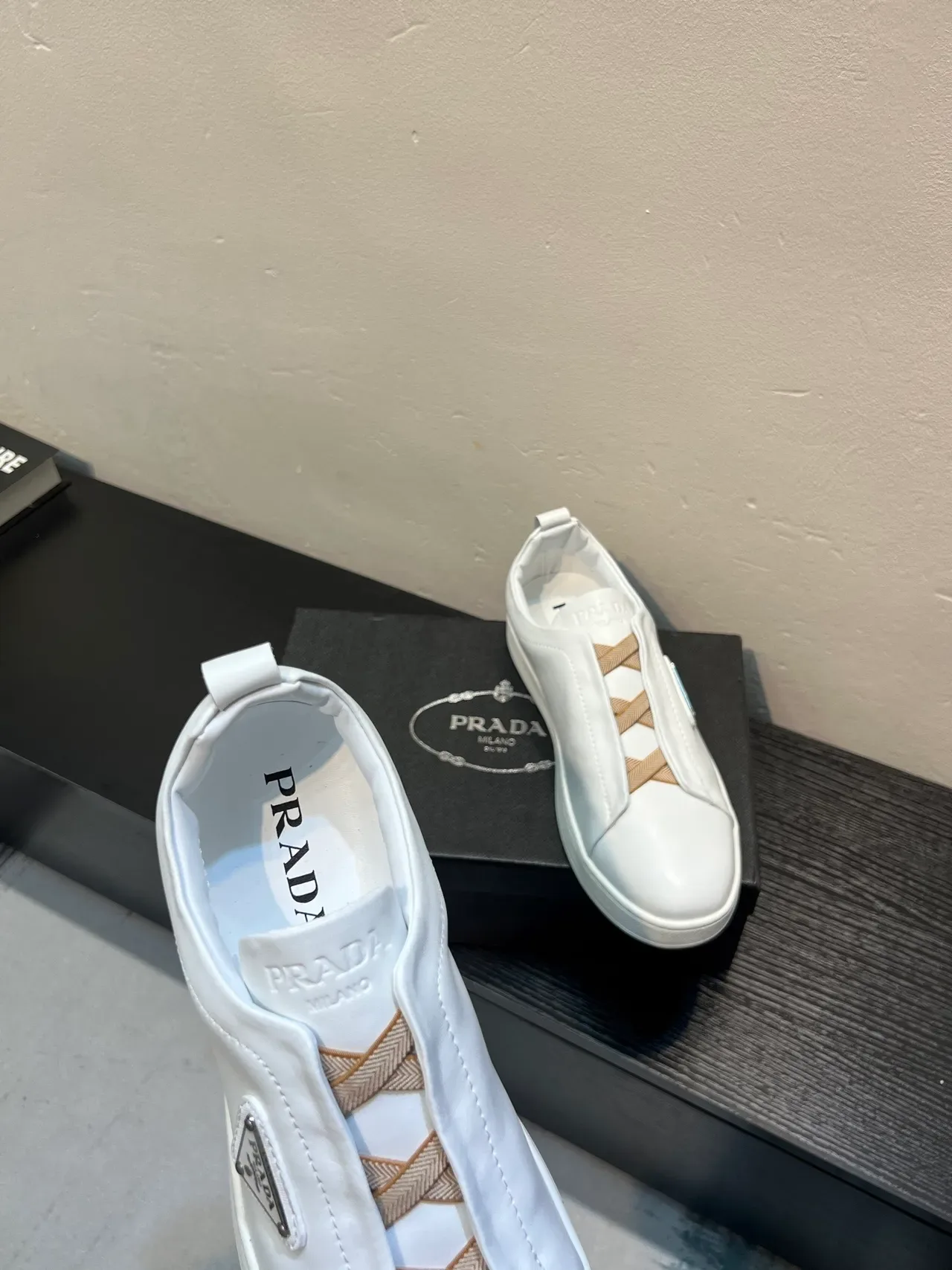 Prada Cloudbust White Leather Slip-On Lifestyle Sneakers 7