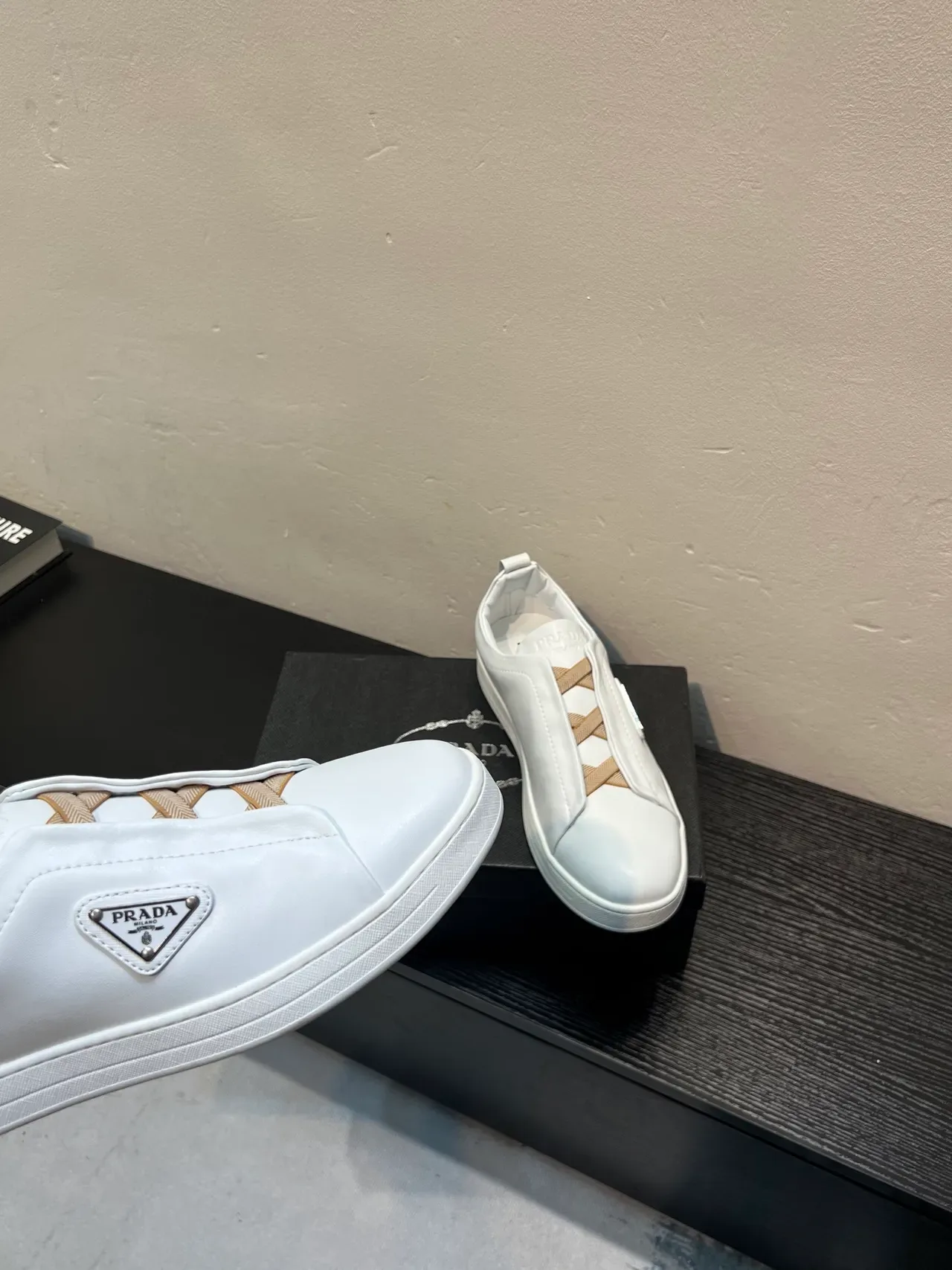 Prada Cloudbust White Leather Slip-On Lifestyle Sneakers 8