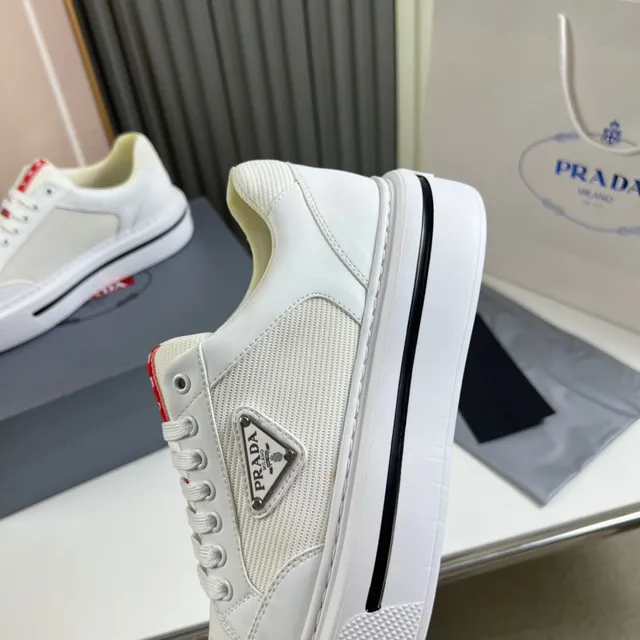 Prada Cloudbust White Mesh and Leather Platform Lifestyle Sneakers 3