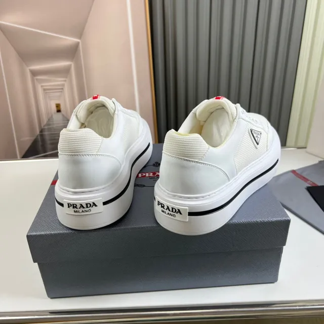 Prada Cloudbust White Mesh and Leather Platform Lifestyle Sneakers 6