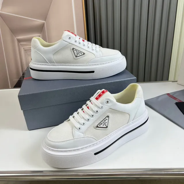 Prada Cloudbust White Mesh and Leather Platform Lifestyle Sneakers 7