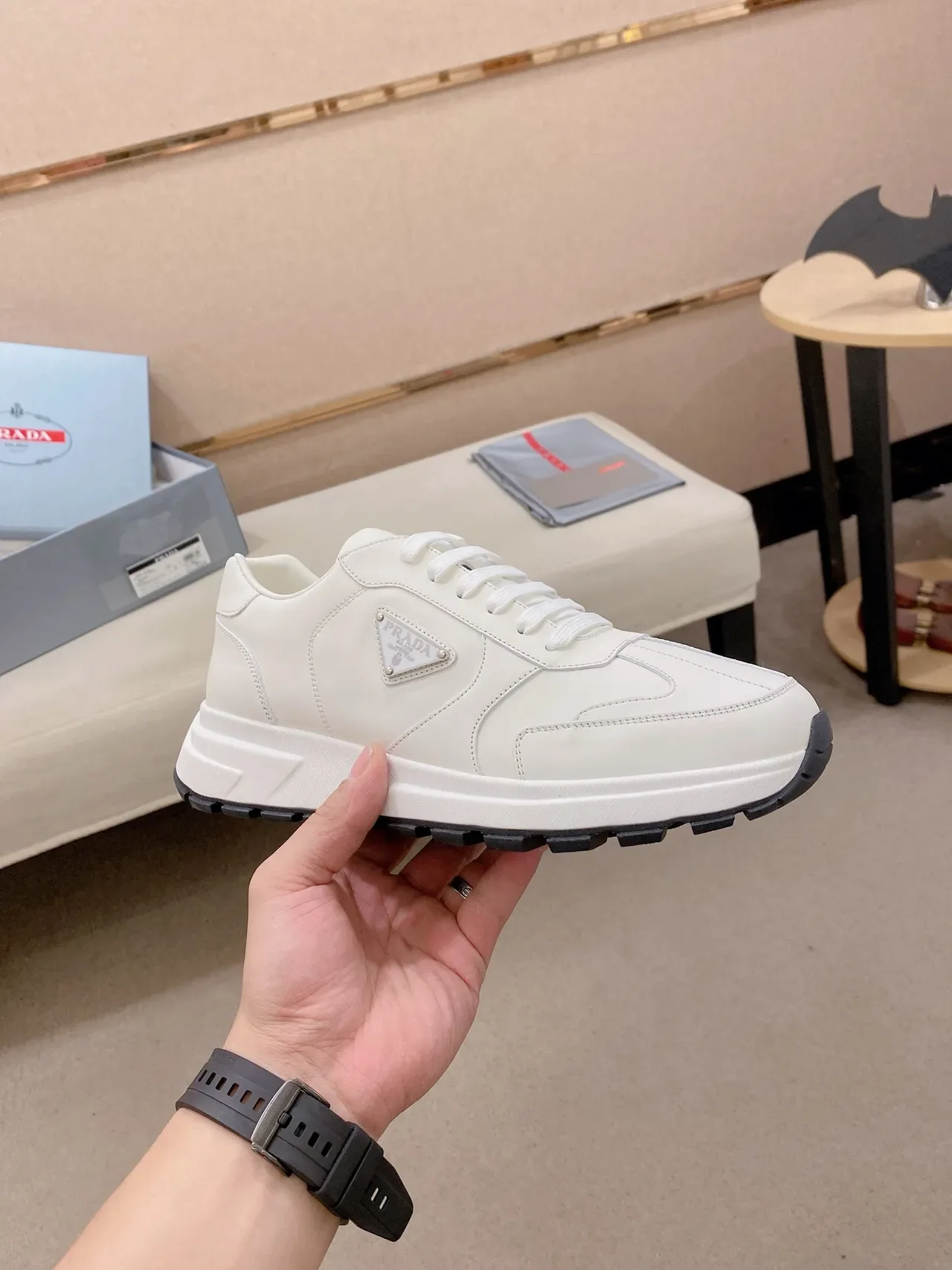 Prada Cloudbust White Paneled Leather Lifestyle Sneakers 4