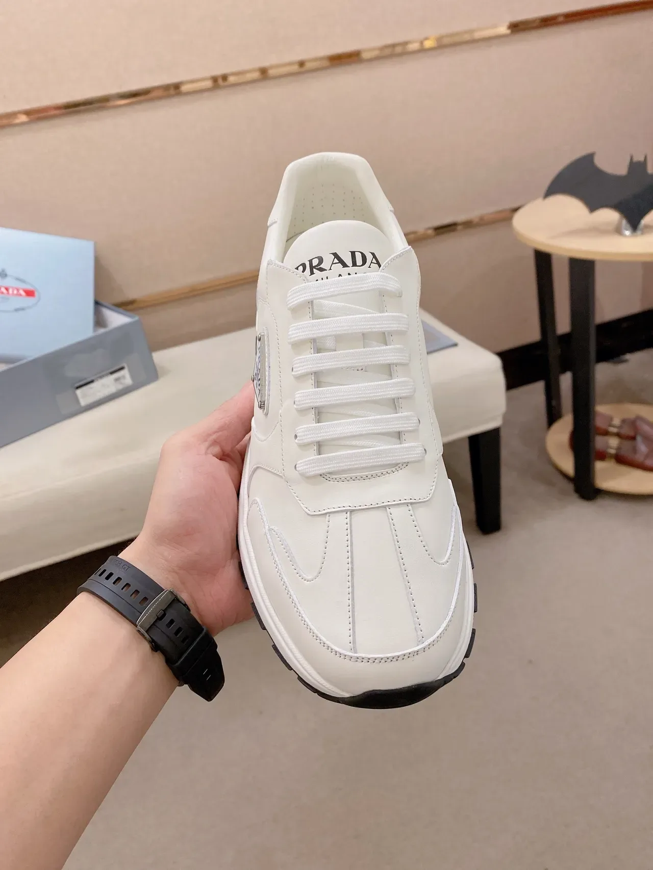 Prada Cloudbust White Paneled Leather Lifestyle Sneakers 5
