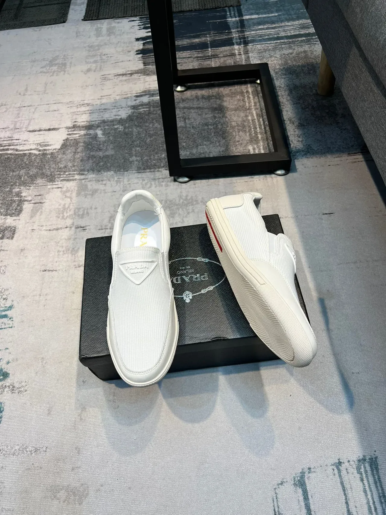 Prada Cloudbust White Slip-On Ribbed Knit Upper Loafer 4