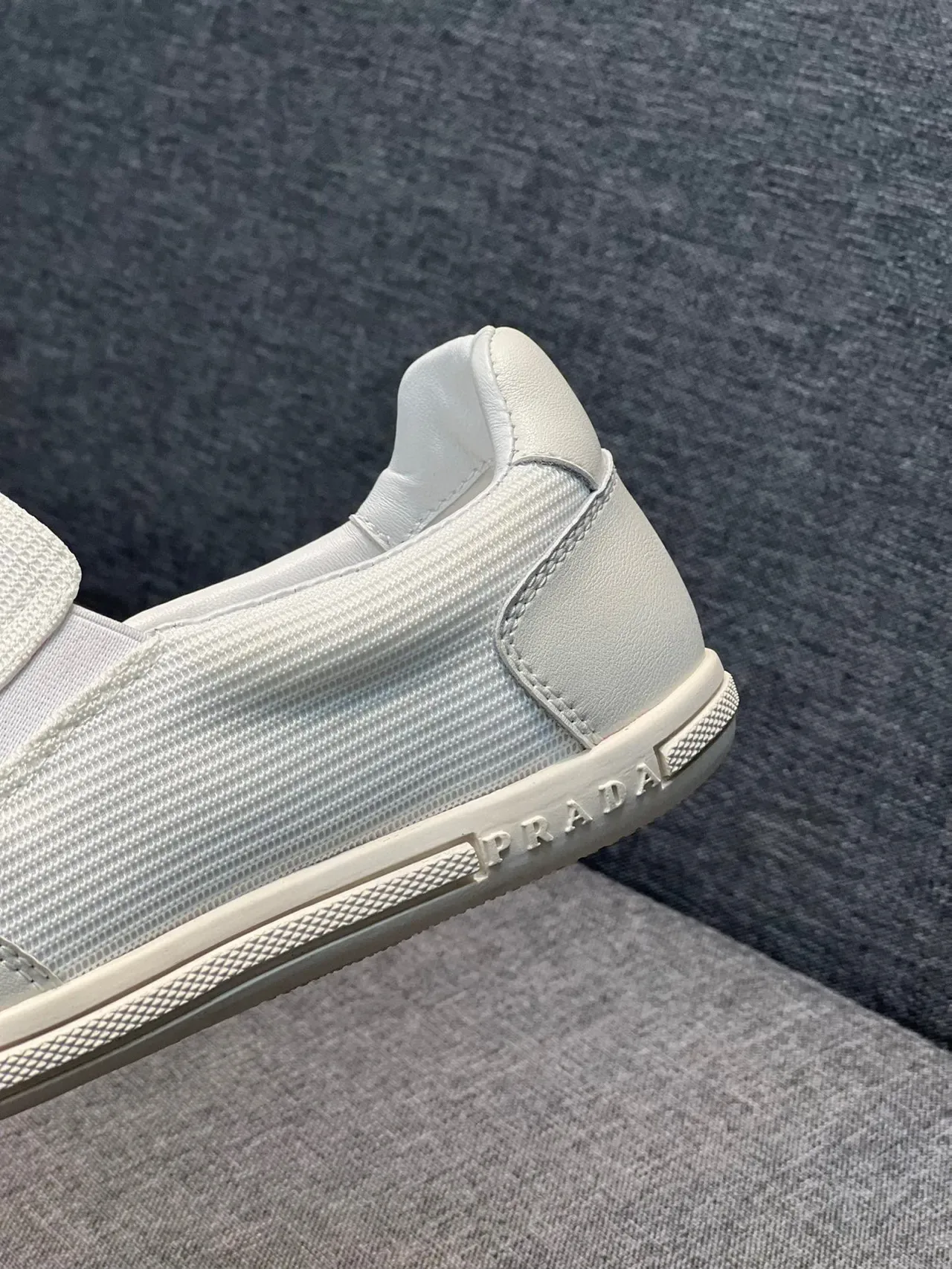 Prada Cloudbust White Slip-On Ribbed Knit Upper Loafer 8