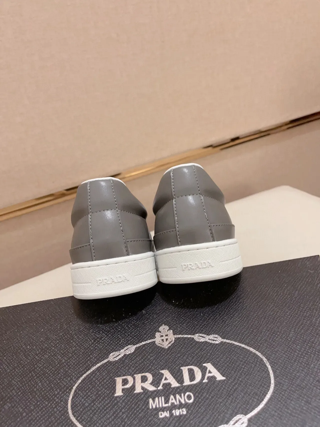 Prada Gray Quilted Slip-On Casual Shoe 8