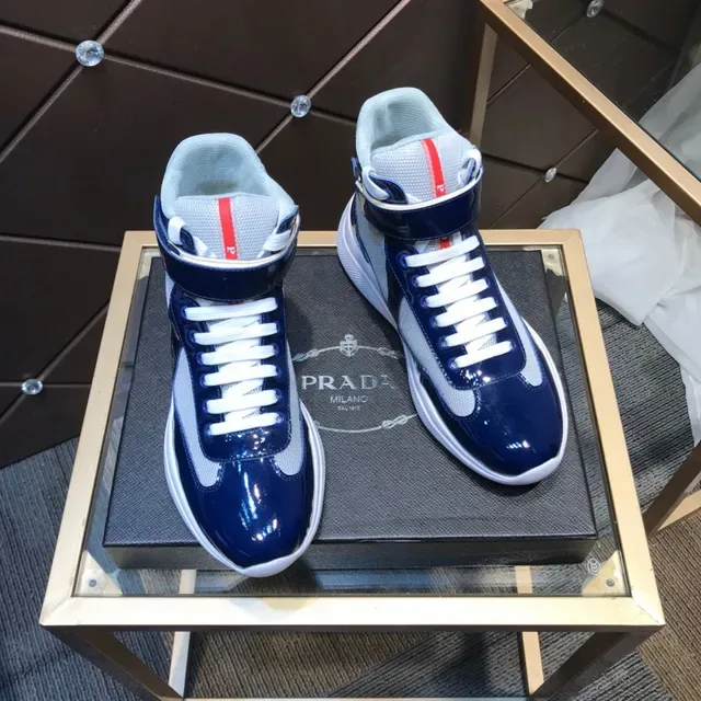 Prada Linea Rossa Navy and White Tênis Lifestyle de cano alto 6