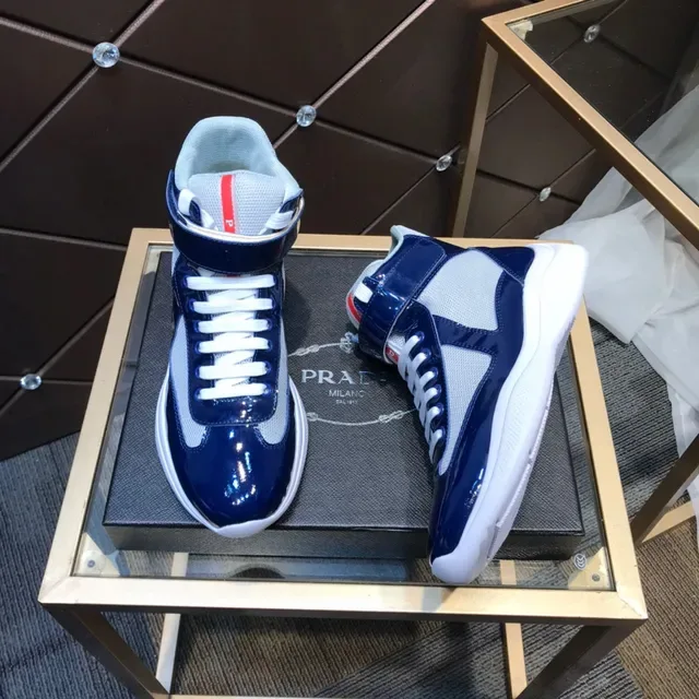 Prada Linea Rossa Navy and White Tênis Lifestyle de cano alto 7