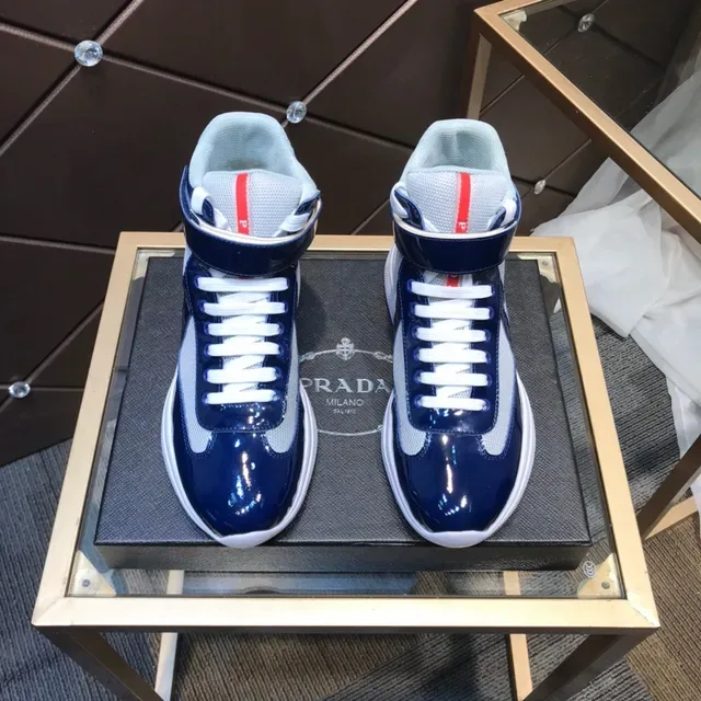 Prada Linea Rossa Navy and White Tênis Lifestyle de cano alto 9