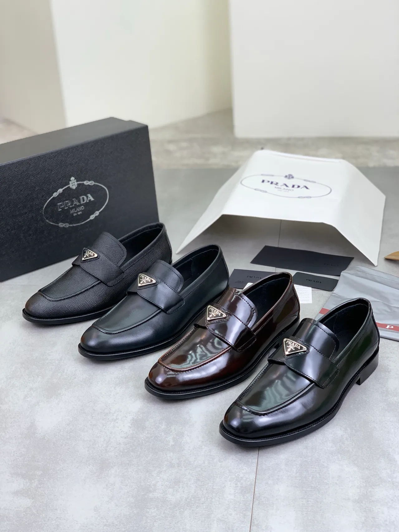 Prada Loafer Black Textured Leather Slip-On Loafer 2
