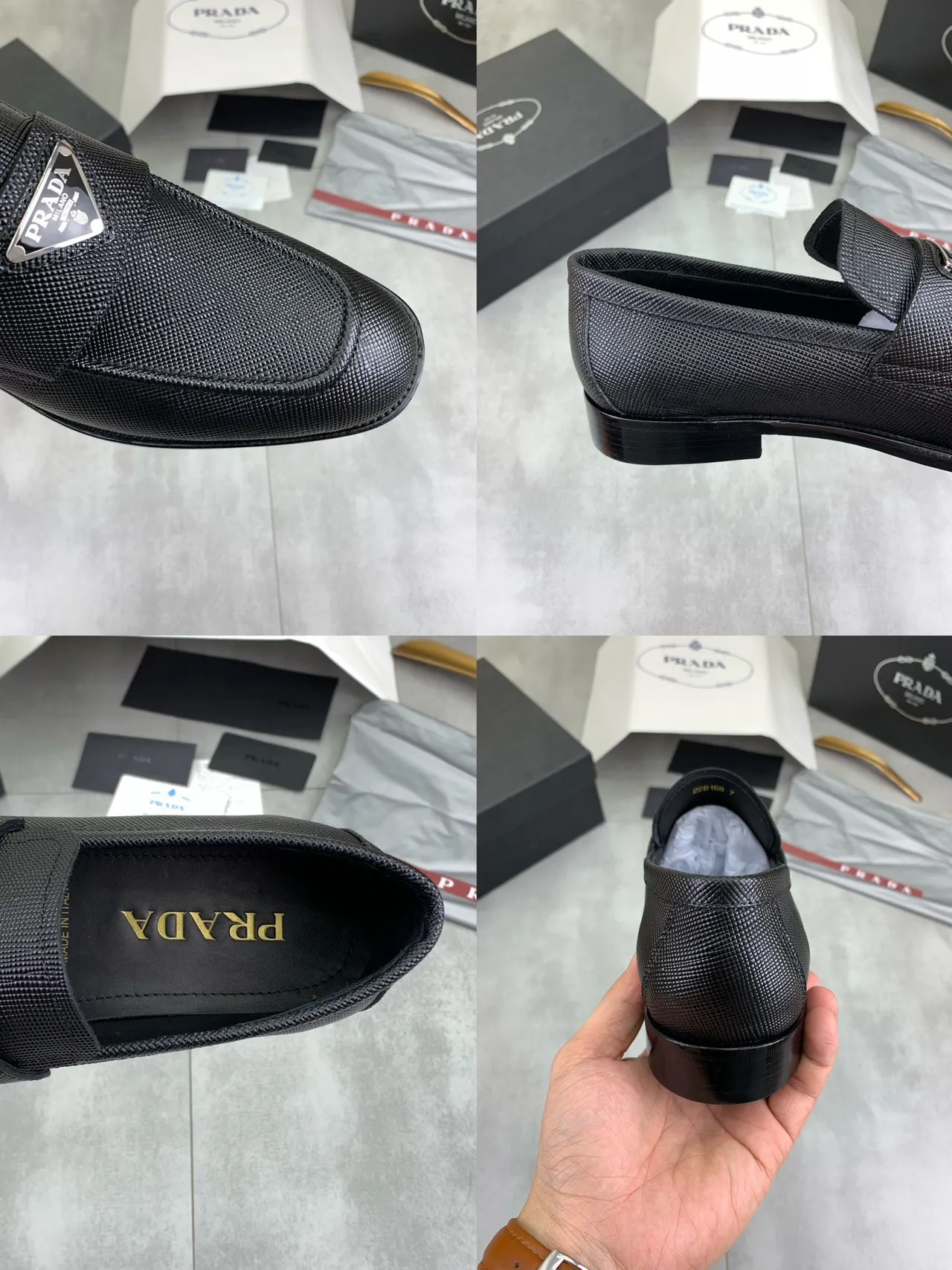 Prada Loafer Black Textured Leather Slip-On Loafer 3