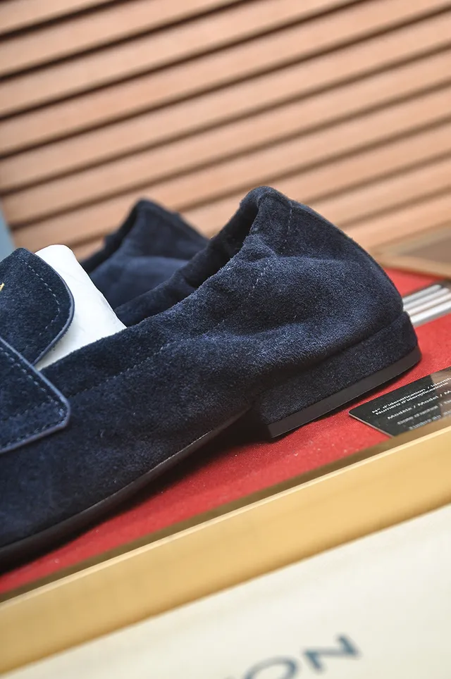 Prada Navy Suede Strap Loafer 2
