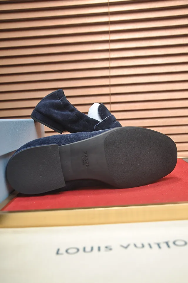 Prada Navy Suede Strap Loafer 3