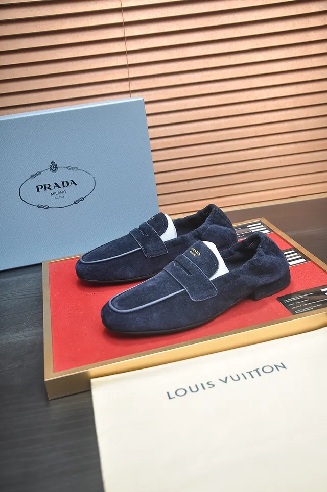 Prada Navy Suede Strap Loafer 4
