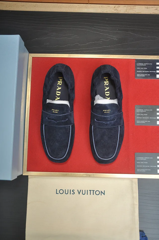 Prada Navy Suede Strap Loafer 5