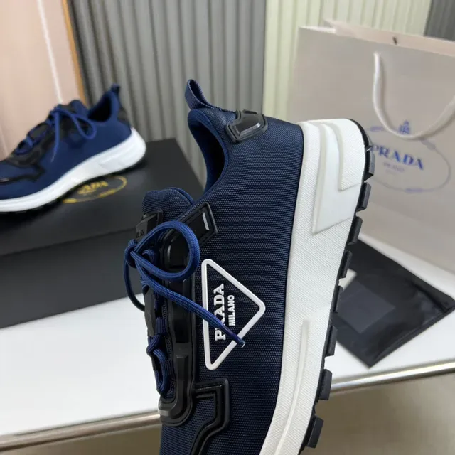 Prada Navy White Mesh Upper Chunky Midsole Sneakers 2