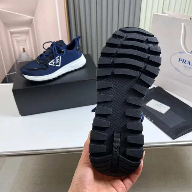 Prada Navy White Mesh Upper Chunky Midsole Sneakers 3