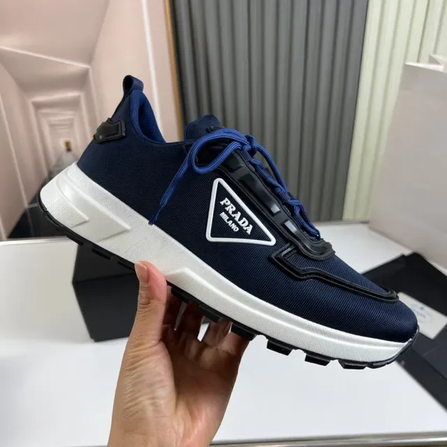 Prada Navy White Mesh Upper Chunky Midsole Sneakers 4