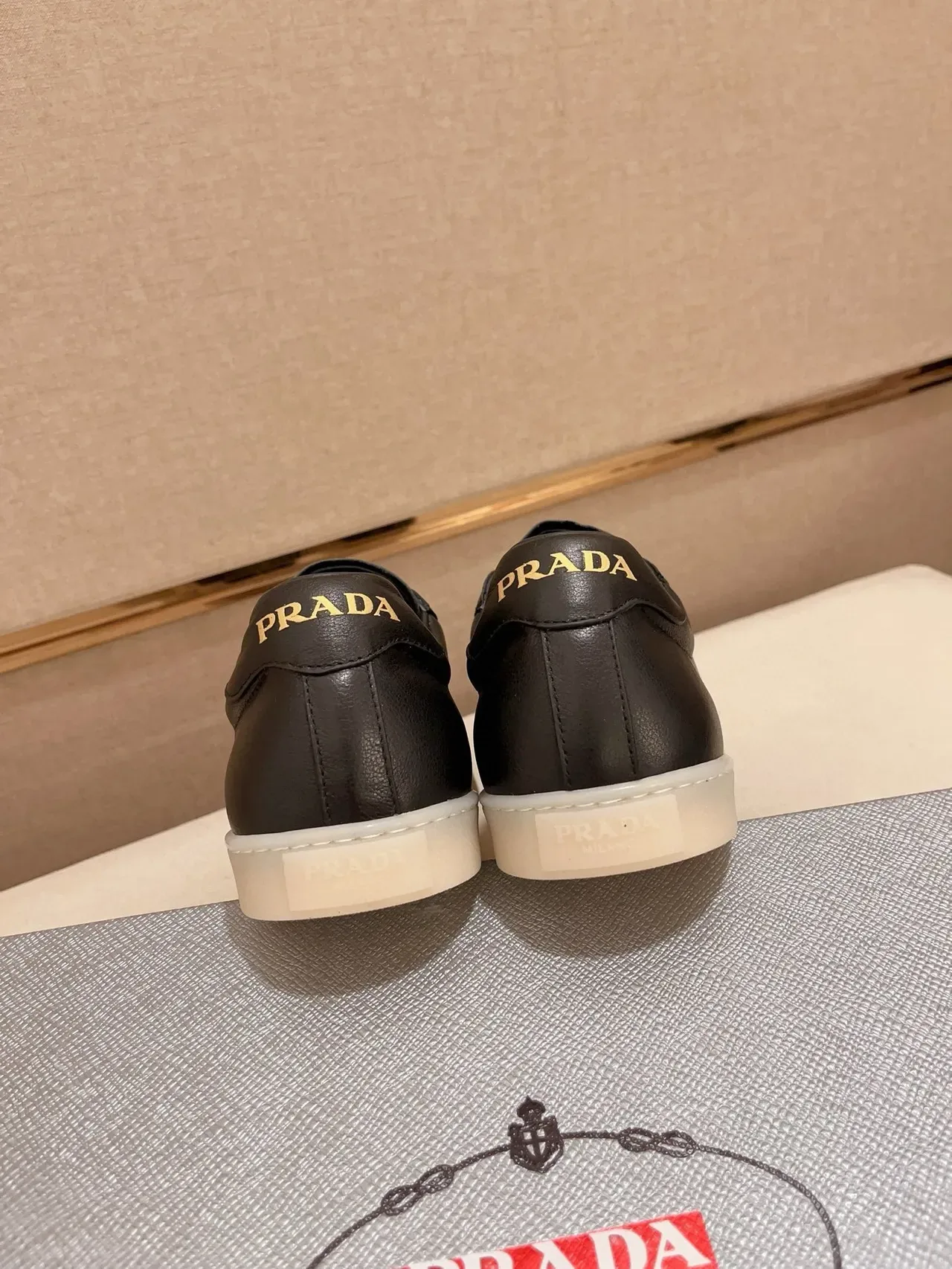 Prada Re-Edition Black White Leather Upper Triangle Logo Patch Lifestyle Sneakers 3