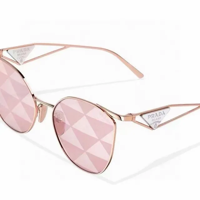 Prada Re-Edition Brown Gold Thin Metal Frame Angular Aviator Silhouette Sunglasses 3