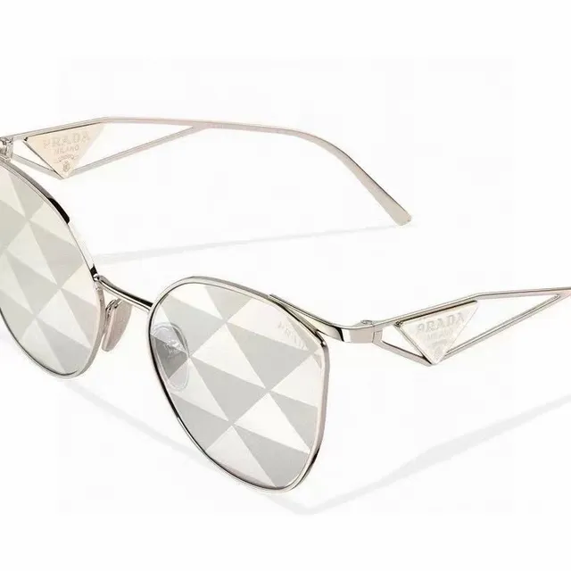 Prada Re-Edition Brown Gold Thin Metal Frame Angular Aviator Silhouette Sunglasses 4