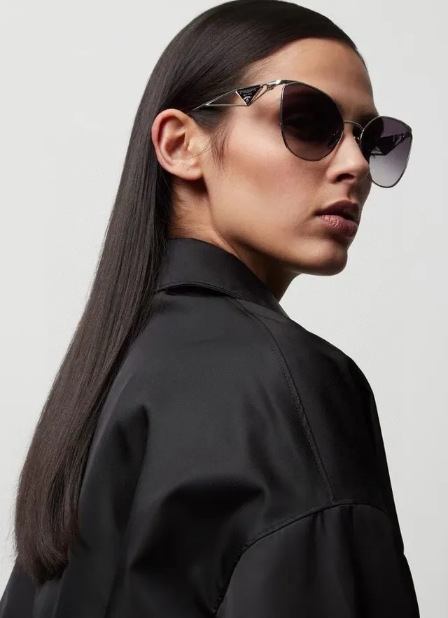 Prada Re-Edition Brown Gold Thin Metal Frame Angular Aviator Silhouette Sunglasses 9