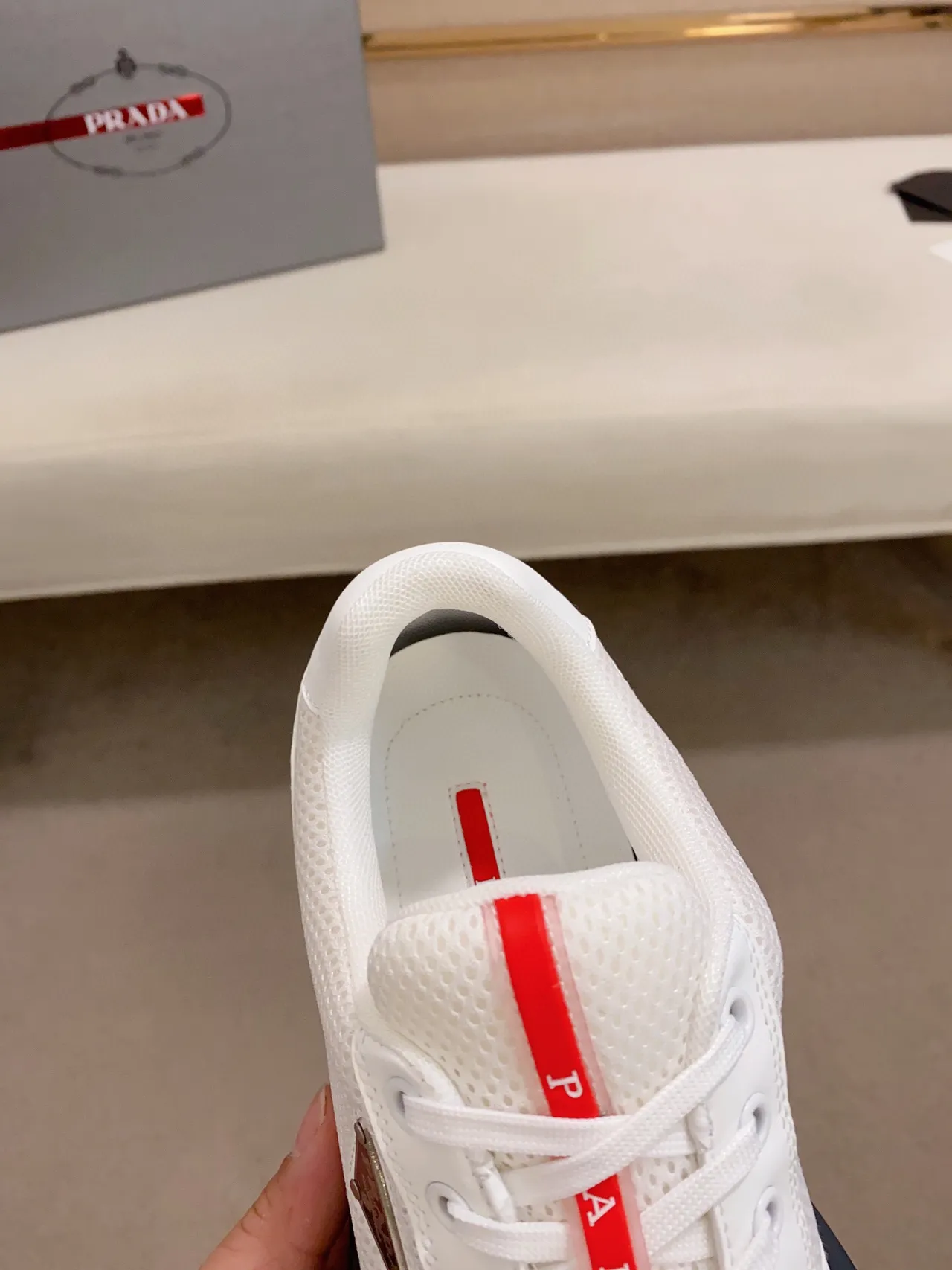 Prada White Black Upper Thick Platform Sole Lifestyle Sneakers 7