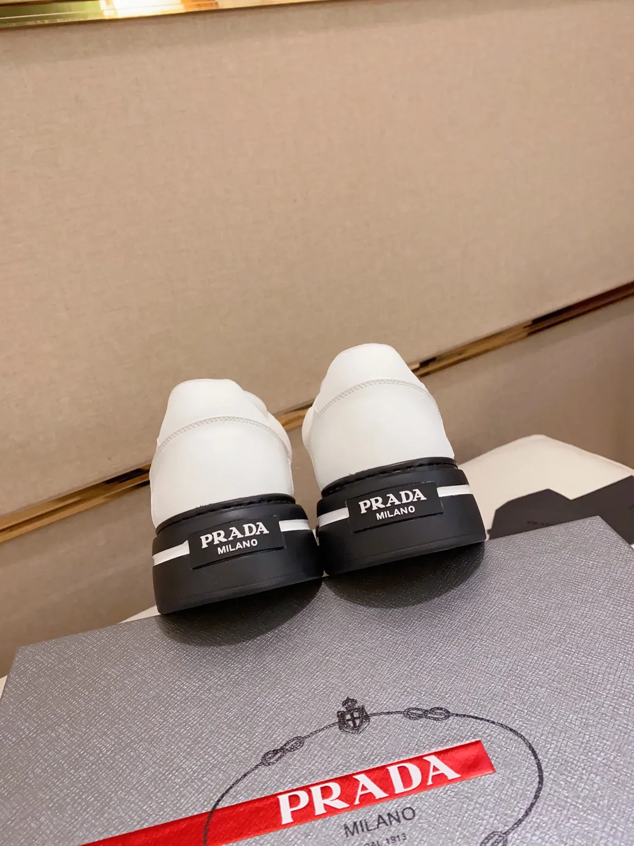 Prada White Black Upper Thick Platform Sole Lifestyle Sneakers 8