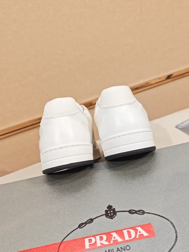 Prada White Leather Side-Stripe Lifestyle Sneakers 3