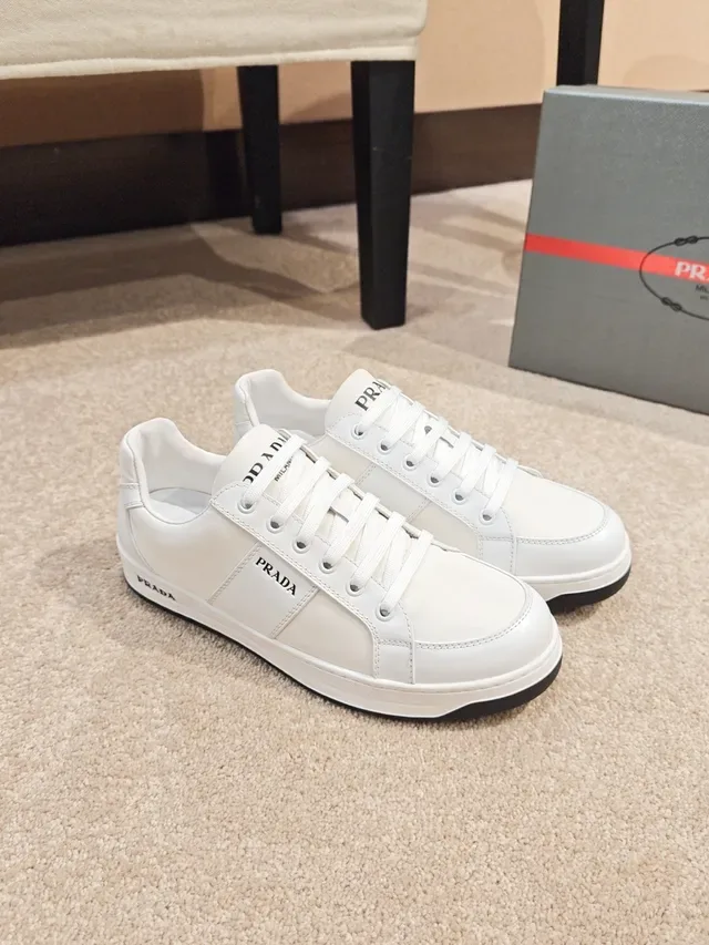 Prada White Leather Side-Stripe Lifestyle Sneakers 4
