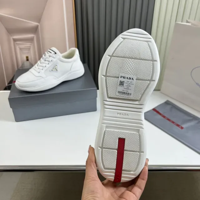 Prada White Low-Top Textile-Mesh Upper Lifestyle Sneakers 2