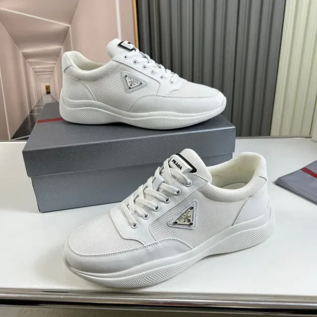 Prada White Low-Top Textile-Mesh Upper Lifestyle Sneakers 7