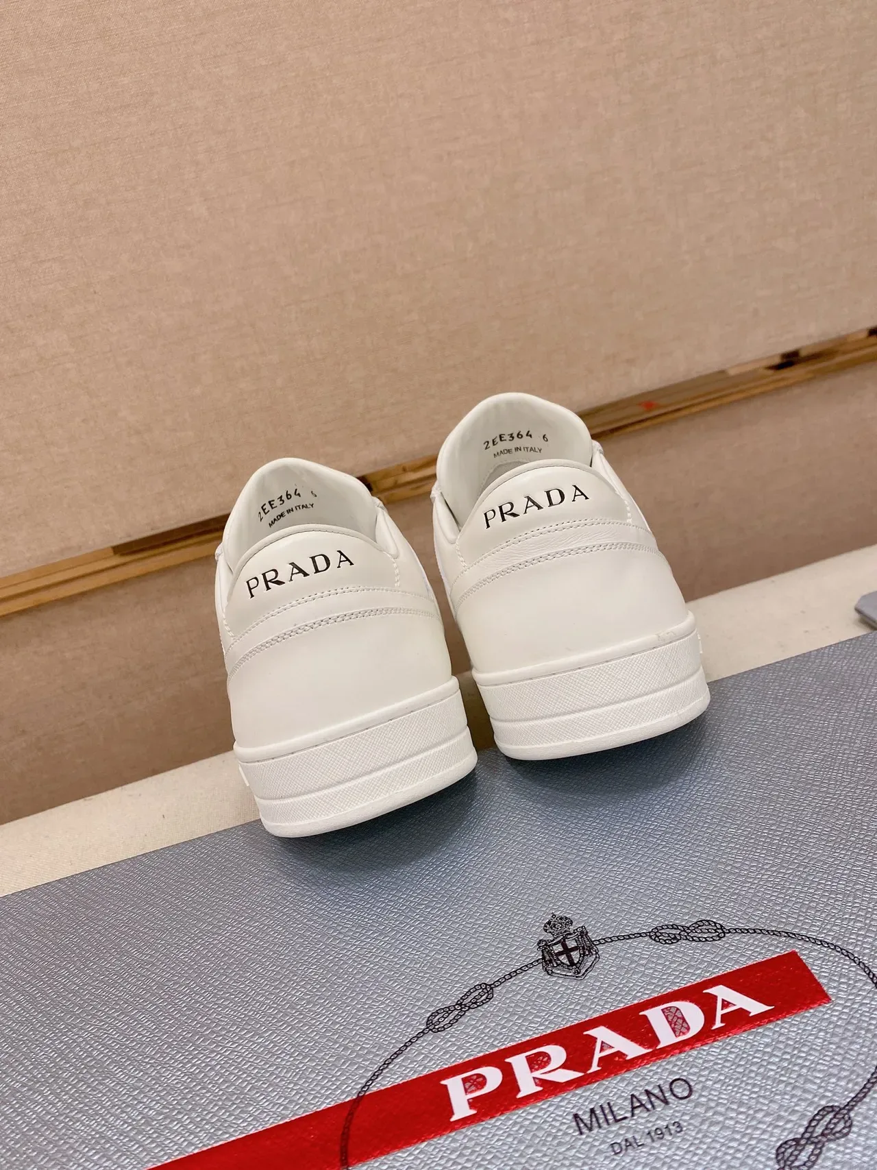 Prada White Silver Leather Perforated Toe Cap Lifestyle Sneakers 3