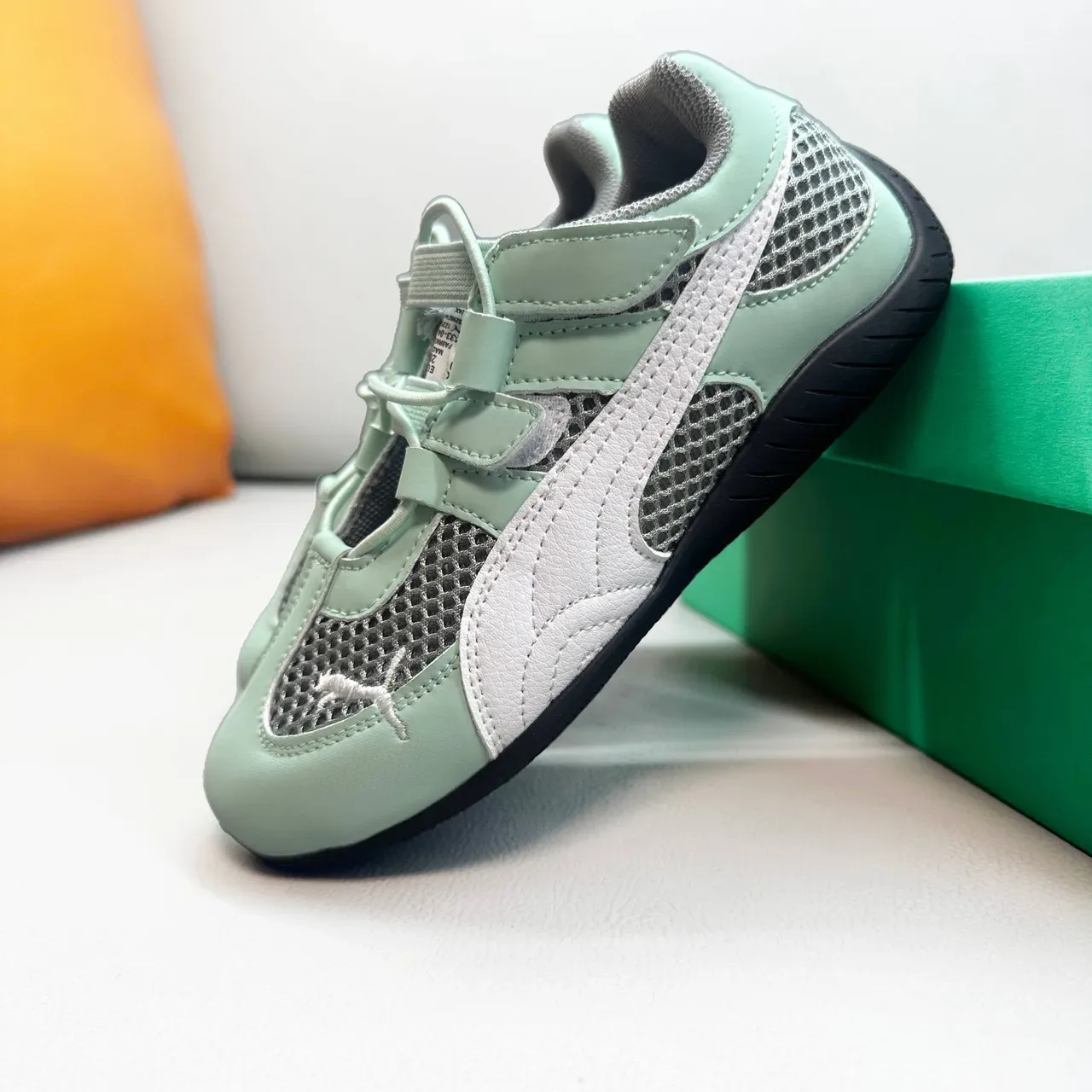 Puma Vert Blanc Inspiré Course Velcro Sangle Fermeture Lifestyle Sneakers 13