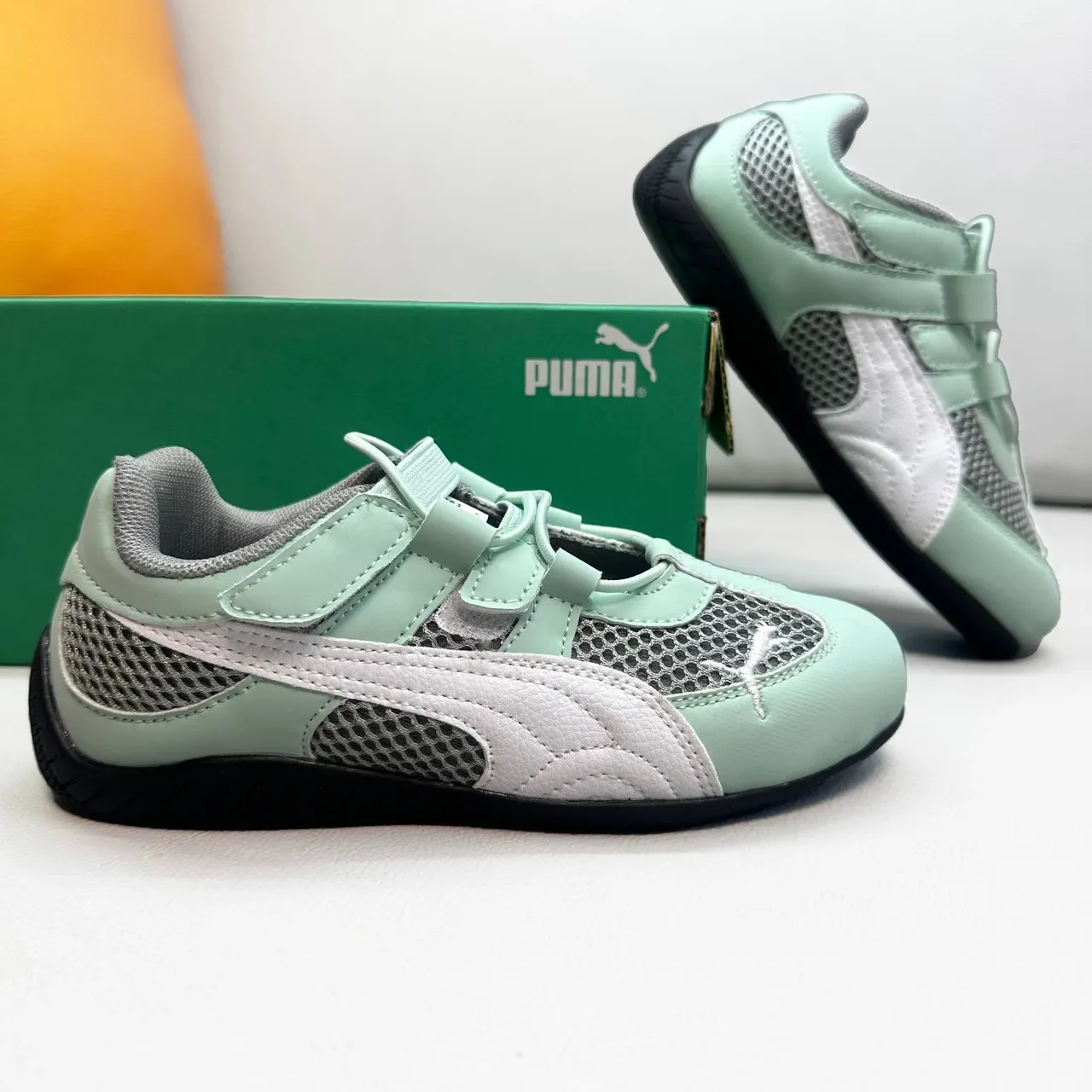 Puma Vert Blanc Inspiré Course Velcro Sangle Fermeture Lifestyle Sneakers 14