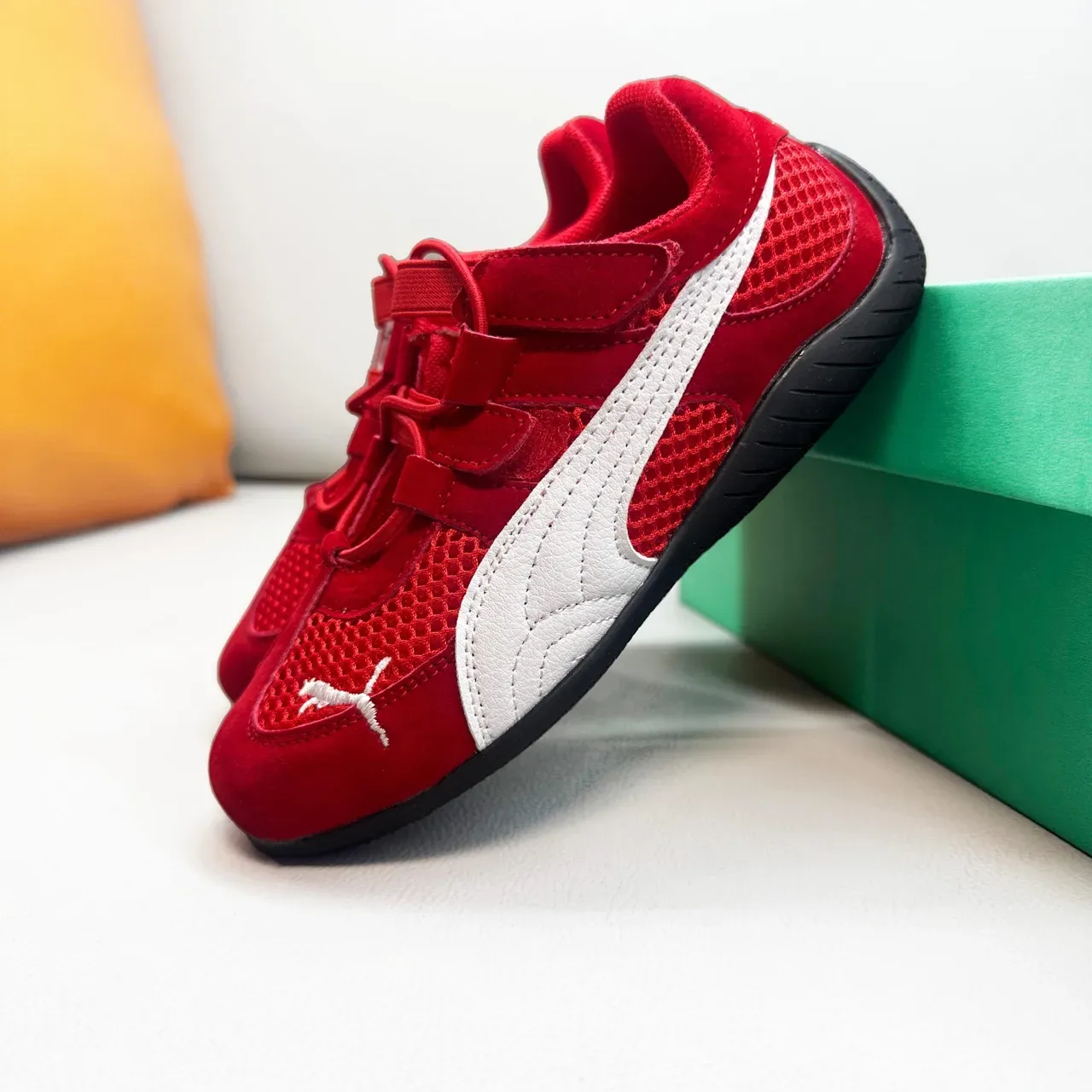 Puma Vert Blanc Inspiré Course Velcro Sangle Fermeture Lifestyle Sneakers 22