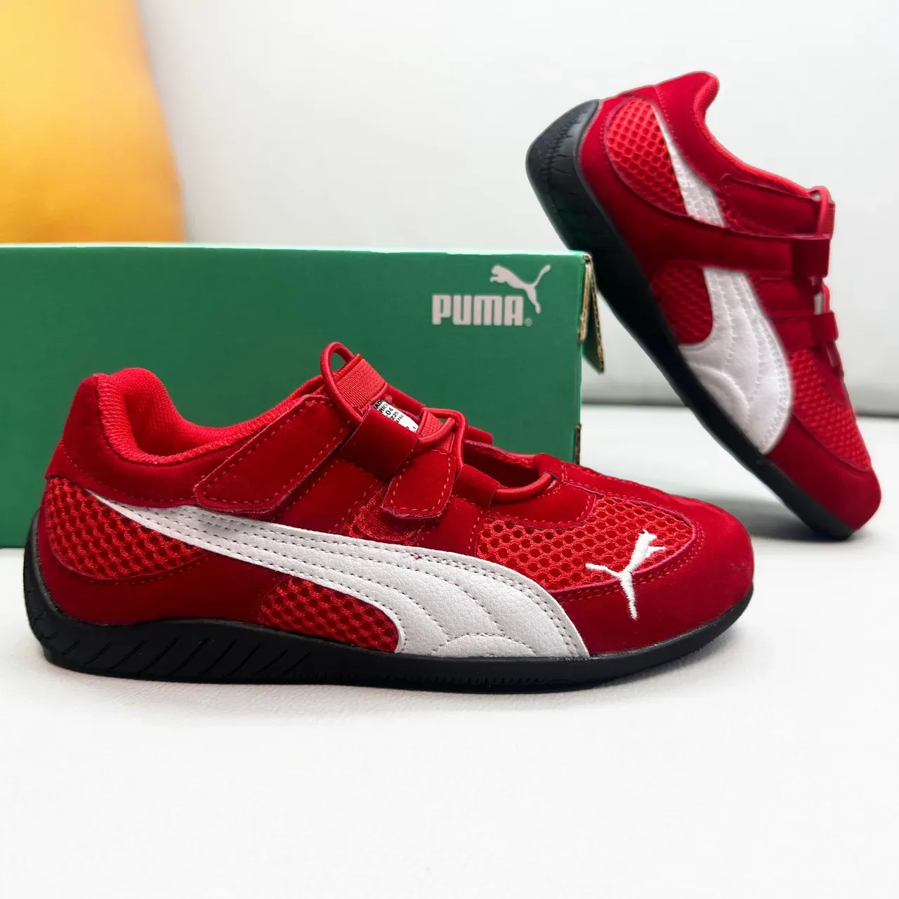 Puma Vert Blanc Inspiré Course Velcro Sangle Fermeture Lifestyle Sneakers 23