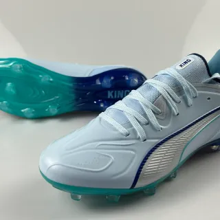Puma King Blue Navy Low-Cut Knit Upper Textured Forefoot Overlay Firm-Ground Soccer Shoes