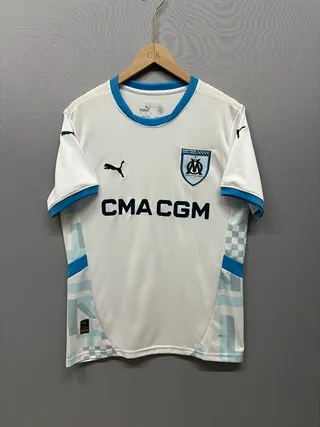 Puma Olympique de Marseille White Blue Trim Jersey 2