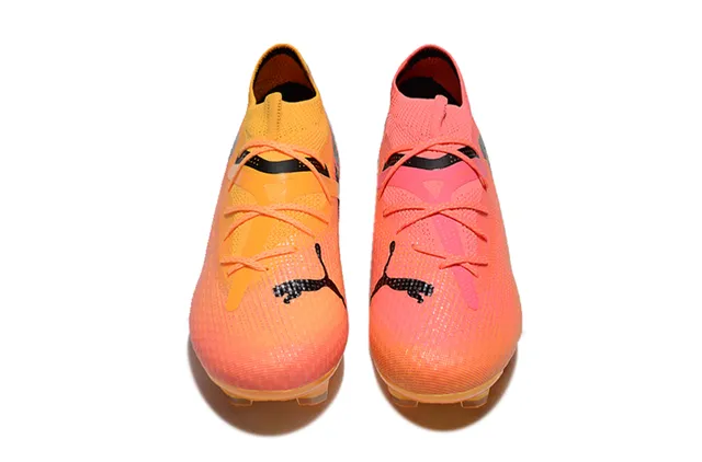 Puma Chaussures de football orange rose upper en maille chaussette translucide jaula TPU terrain ferme 2
